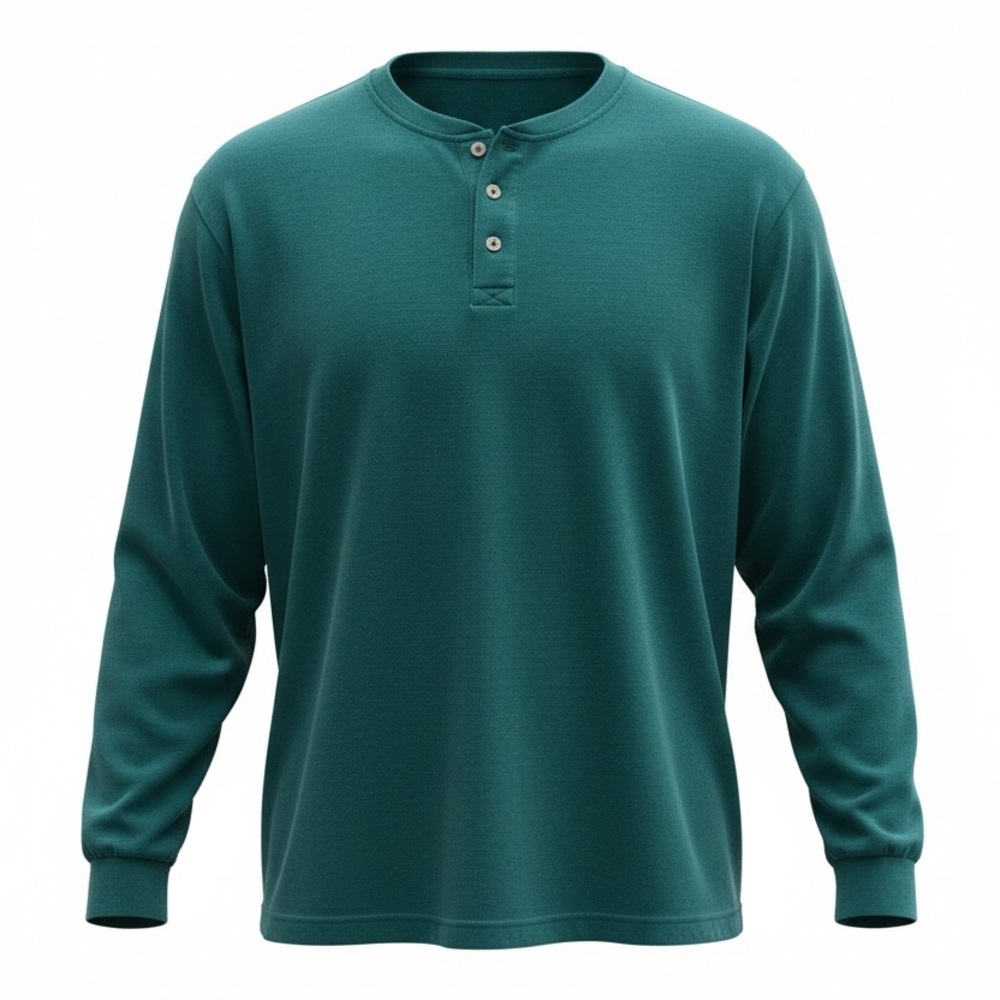 L.L. Bean Men's Carefree Unshrinkable Tee Traditional Fit Henley In Green Sz XL